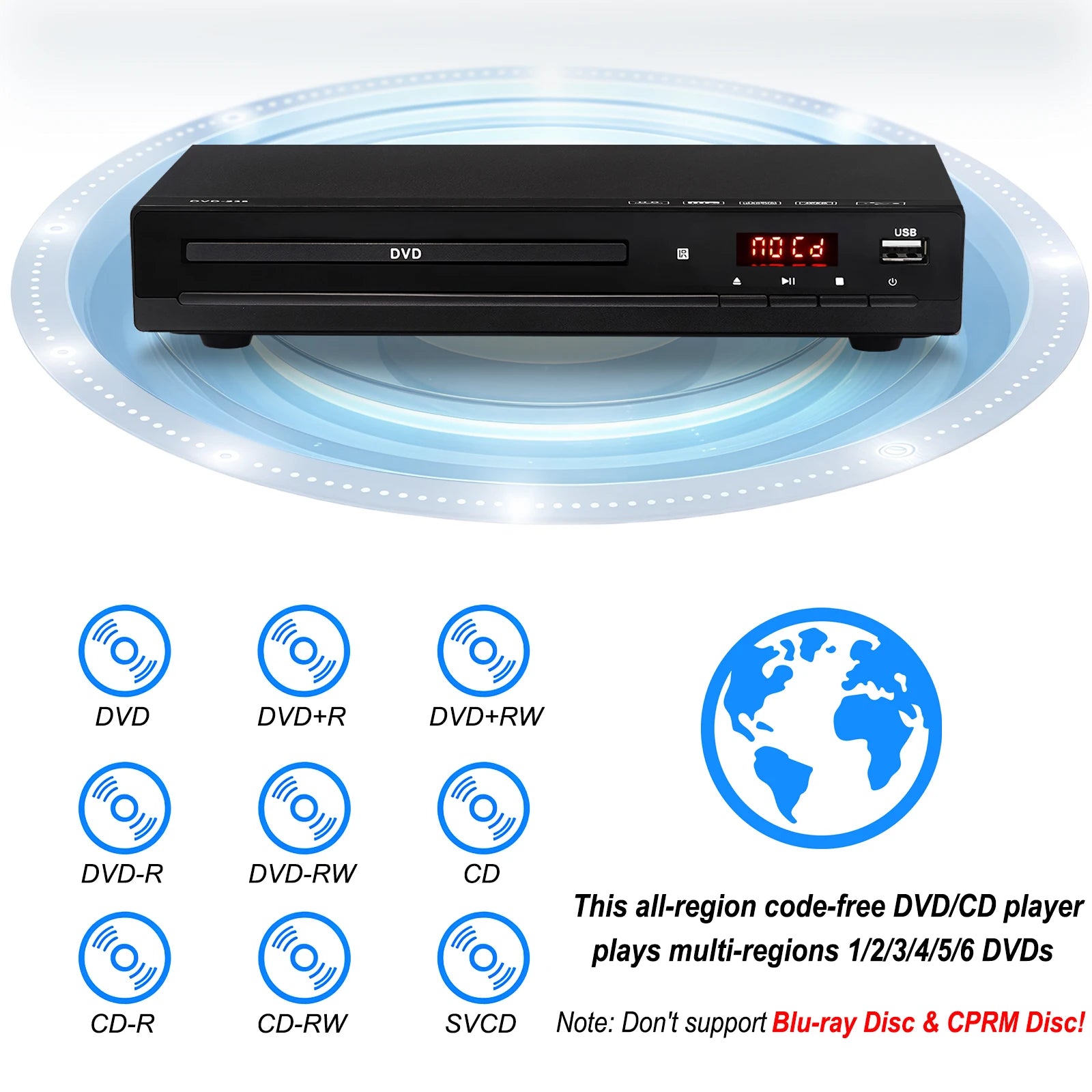 Woopker DVD Player DVD-238 HD Multimedia Digital DVD/CD/MP3/MP4//VCD Player supports HDMI and RCA cable home theater systems