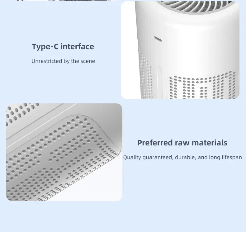 TINSOL New Mini Air Purifier HEPA Filter uses negative ion technology to eliminate formaldehyde odors smoke and dust particles
