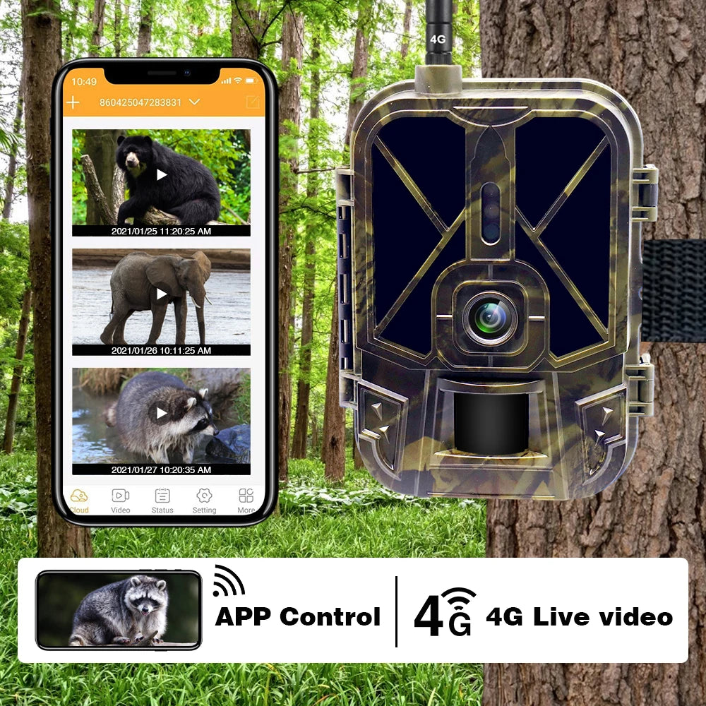 4K Live Stream Trail Camera 4G  30MP APP Clould Service Hunting Cameras 8000Mah Li-Battery Night Vision Photo Traps HC940PROLI