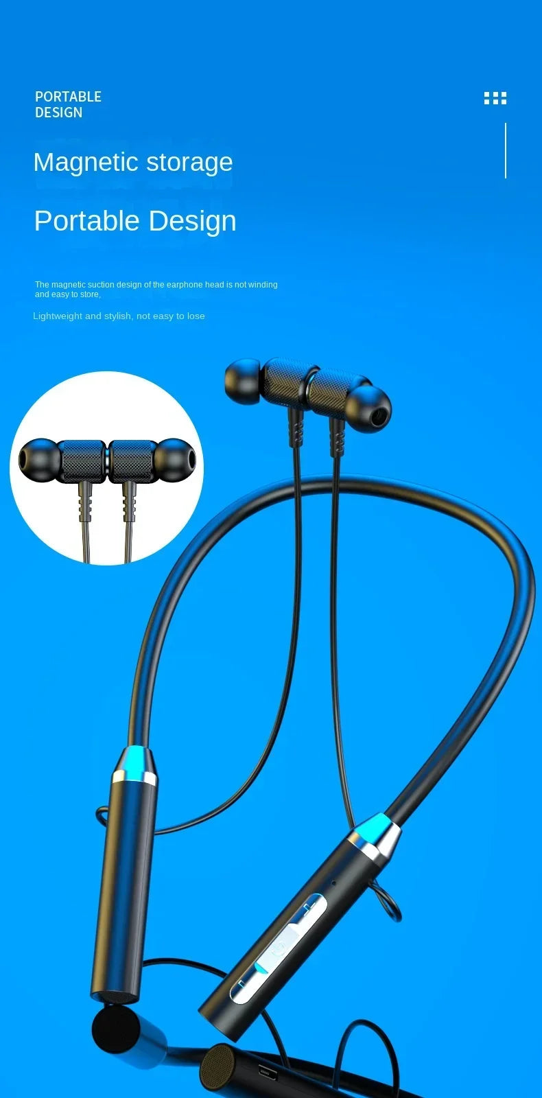 VIKEFON Bluetooth Earphones Wireless Headphones Magnetic Sport Neckband Neck-hanging TWS Earbuds Wireless Headset with Mic