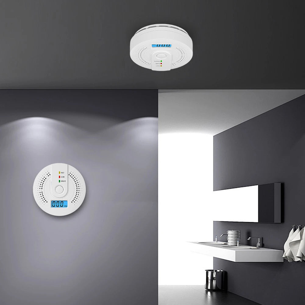 Smart Carbon Monoxide Detector Alarm Sound Warning LCD Digital Display Home Indoor Real-Time CO Monitor Poisoning CO Gas Monitor