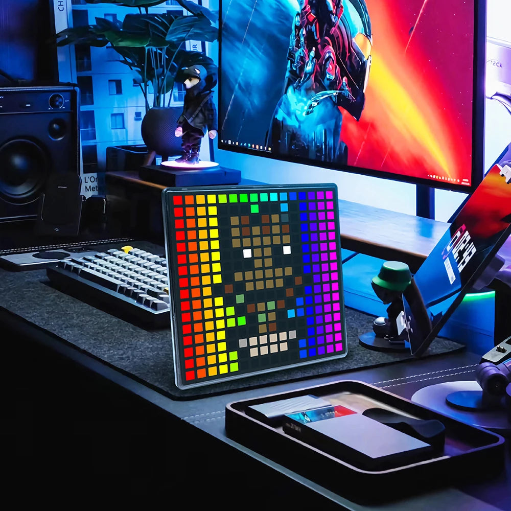 64x64 Pixel Screen Smart LED Pixel Display with APP Control Programmable Night Light DIY Options Animation For Home Bedroom Bar