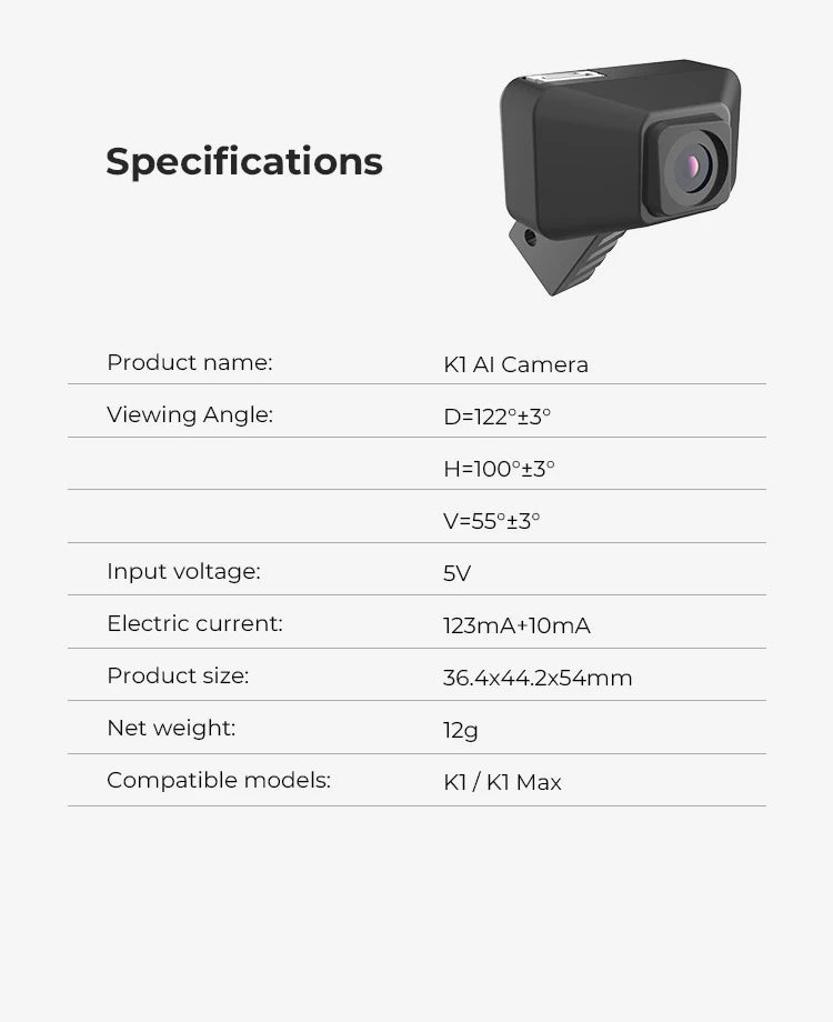 Creality K1 Max AI Camera HD Quality Intelligent Assistant Support Real Time Viewing Lapse Filming for K1/K1C/K1 SE 3D Printer