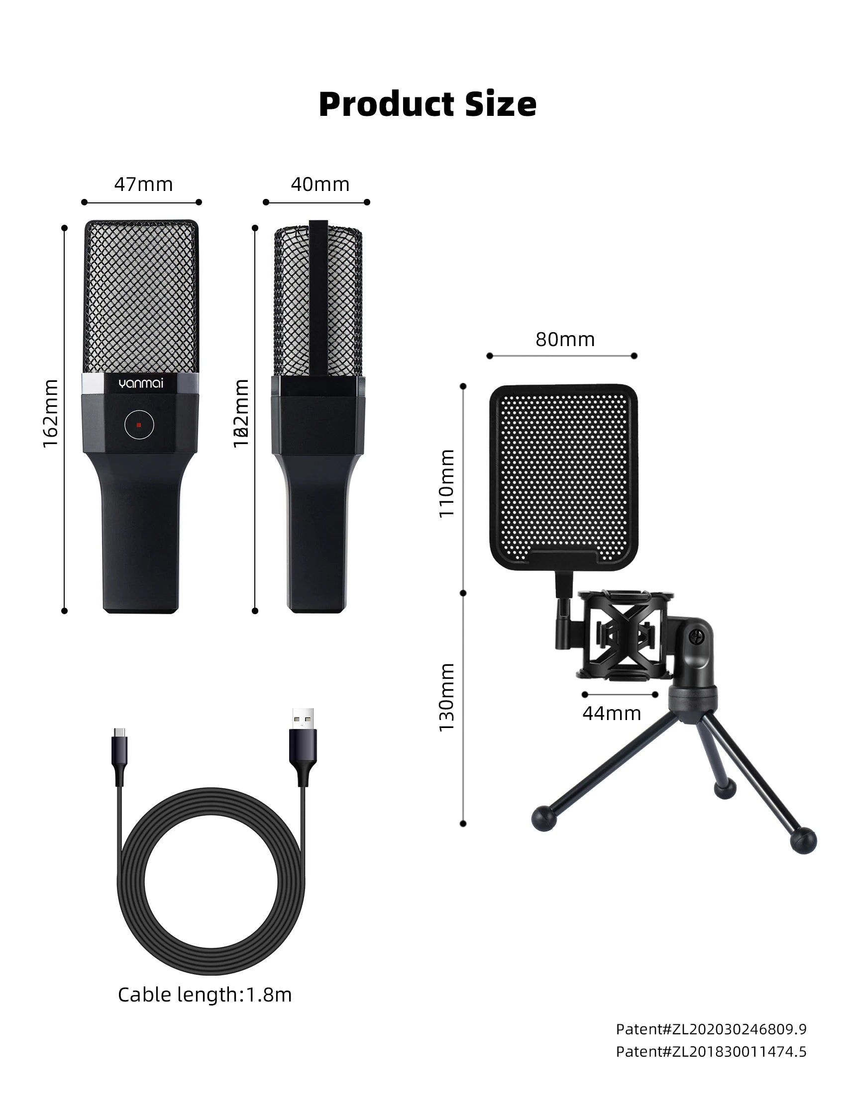 Gaming Computer Professional Condenser Microphone Mic PC Laptop USB Wired Live Streaming Podcast Studio Mike Kit Gamer Karaoke