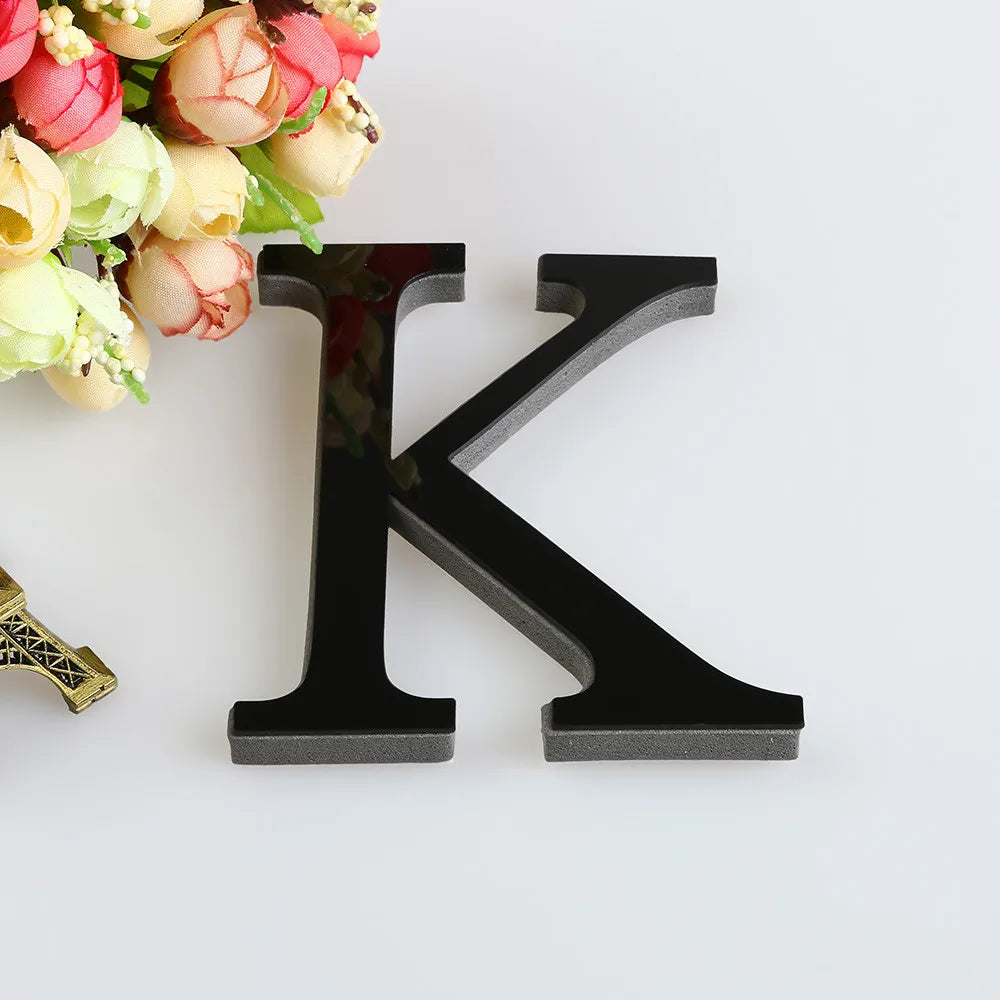 26 Letters Wall Sticker 3D DIY Mirror Acrylic Decals Home Decor Wall Art Mural for party wedding Christmas Retro Wall Art