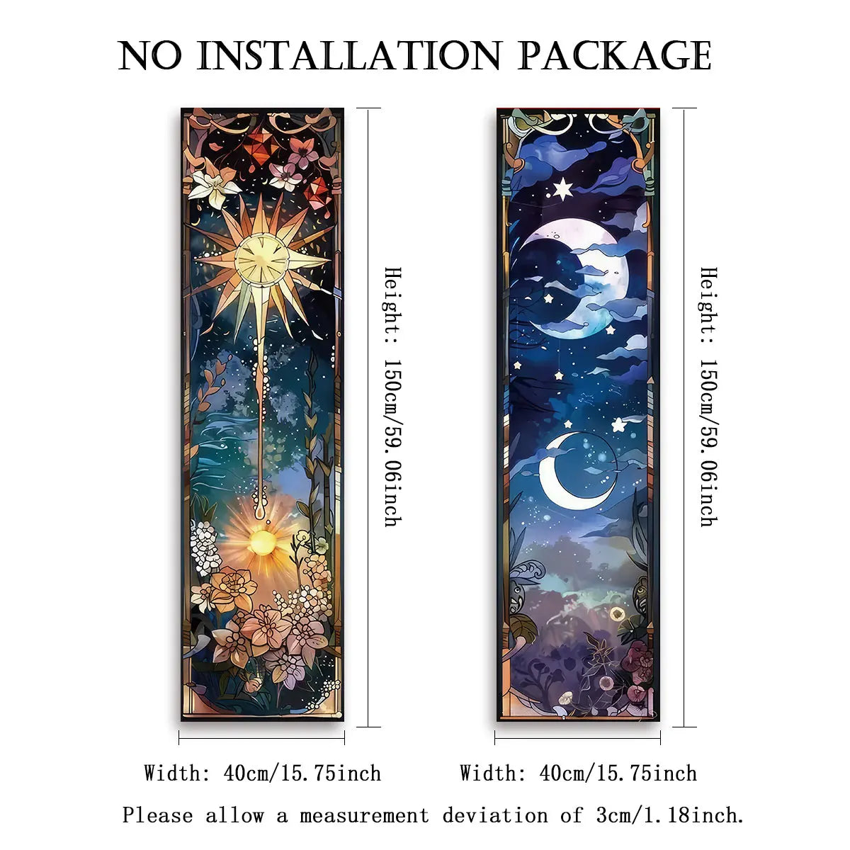 Retro Sun and Moon Scenery Tapestry Hippie Floral Aesthetic Tapestry Wall Hanging  Flower & Plants Night Sky Wall Decoration