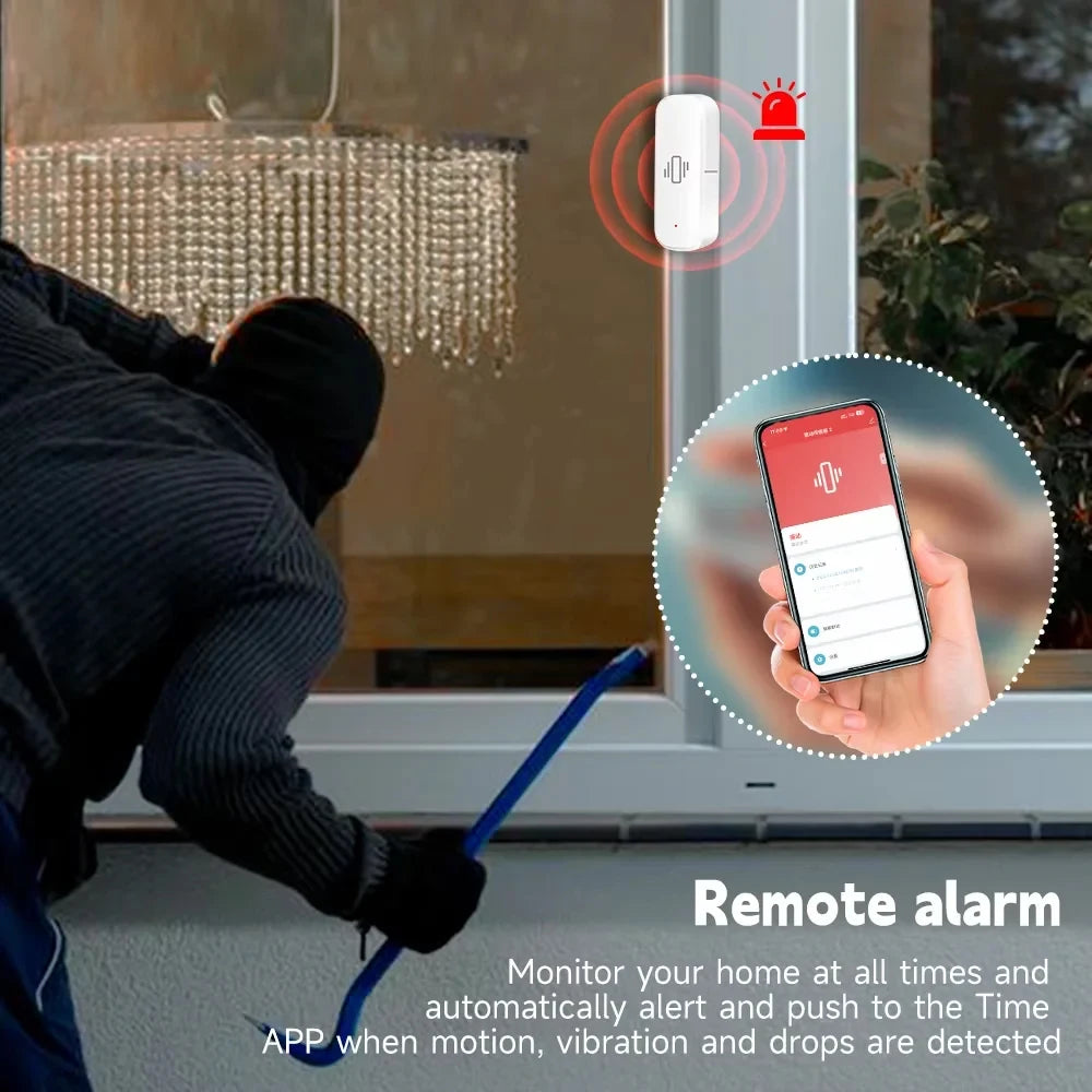 ZigBee 3.0 Smart Vibration Sensor Real Time Monitoring Door Window Detection Alarm Smart Home Security Protection System
