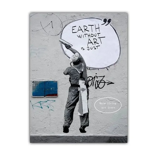 Classic Retro Wall Art Banksy Street Graffiti HD Canvas Print Poster Home Living Room Bedroom Decorative Painting