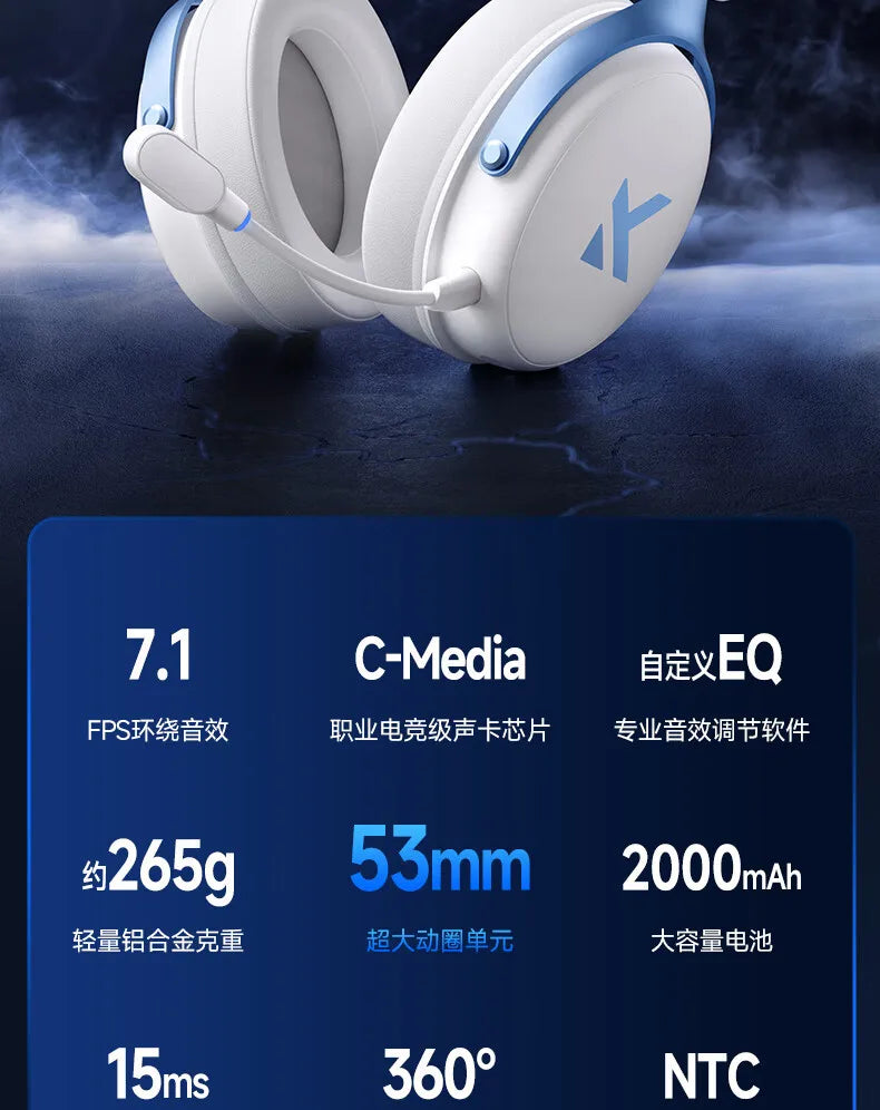 Newly Upgraded MCHOSE V9 Pro Over-Ear Gaming Headset with Four-Mode Connectivity Long Battery Life for Gaming and Entertainment