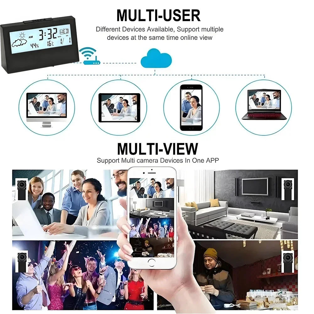 4K WiFi Clock Camera with Motion Detection | Remote Live View via App | Home & Office Smart Security Recorder