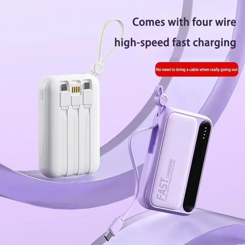 500000mAh Power Bank Large Capacity Built 4 In1 Cables Intelligent Digital Display Portable Battery For iPhone Huawei