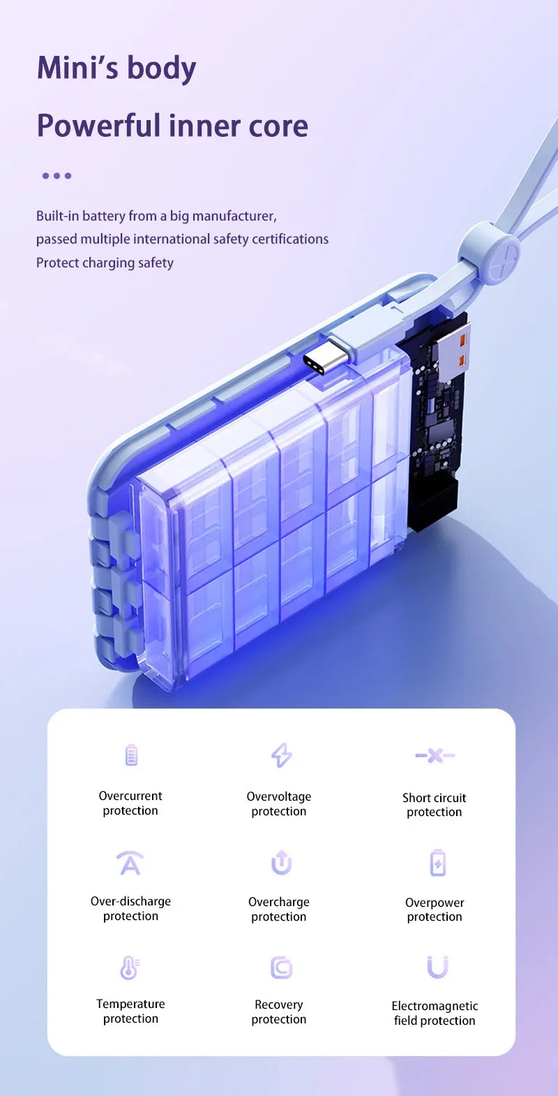 With 4In1 Cables 120W 500000mAh Power Bank Large Capacity Intelligent Digital Display Light Portable Powerbank For iPhone Huawei