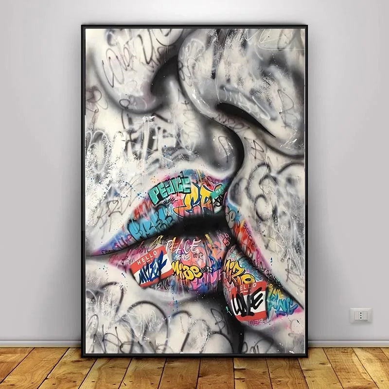 Graffiti Wall Art Home Decoration Painting Street Hand Gestures Love Kiss Modern Poster Print Pictures Abstract Pop Room Mural