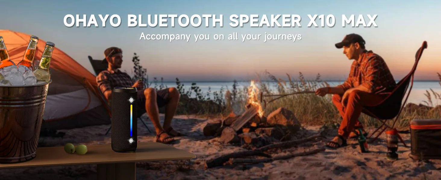 OHAYO Portable Bluetooth Speakers Wireless Loud Stereo Sound IPX7 Waterproof Outdoor Portable 35W Super Bass Speaker for Party