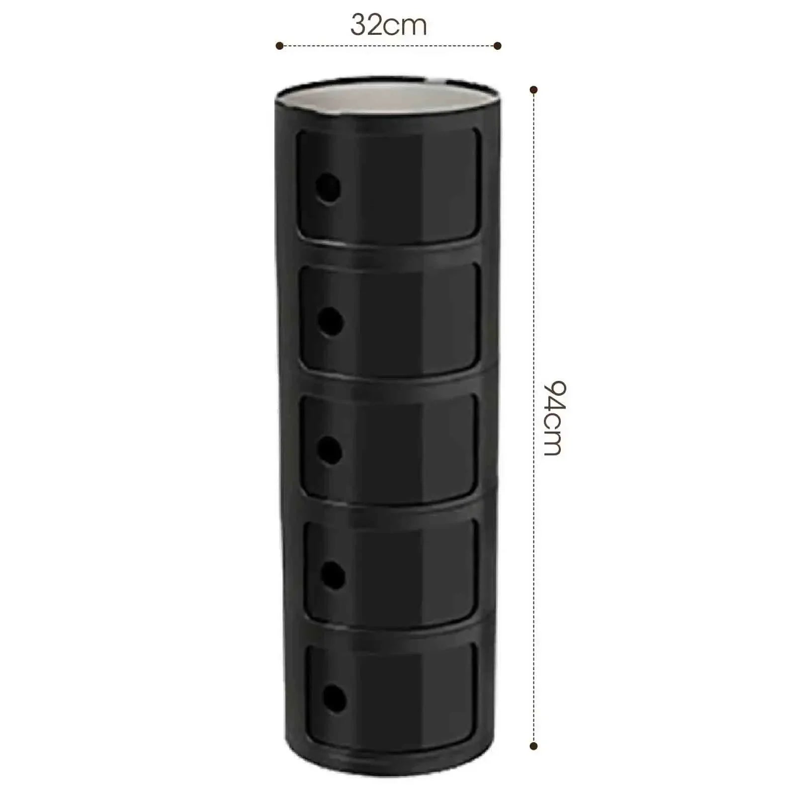 Plastic Round Nightstand Bedside Table Cabinet with Sliding Doors Round Storage Bedside Cabinet Nightstand  for Living Bedroom