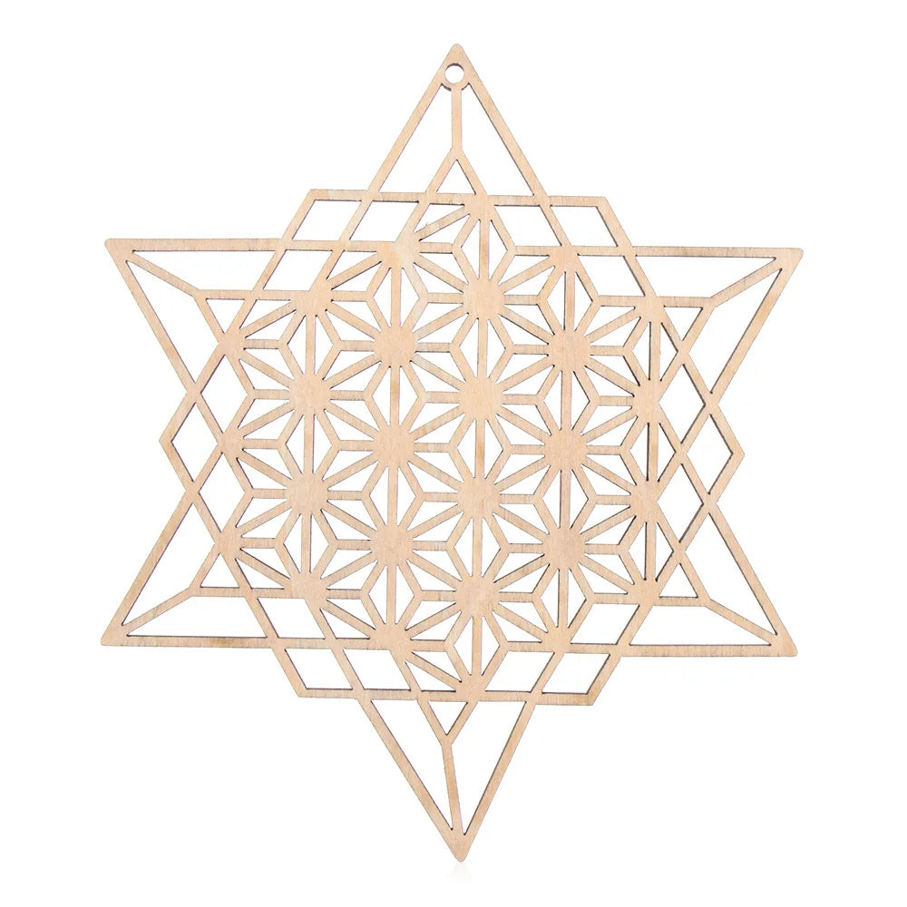 Wooden Wall Art Home Decor Flower Of Life Energy Mat Decorative Boards Crafts Slice Wood Base Coasters Sacred Geometry Ornament
