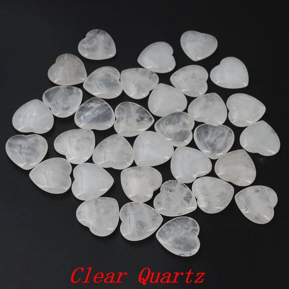 Lots Wholesale Gem Heart Shape LOVE 20MM Natural Crystal Amethyst Agate Bead Healing Reiki Natural Stone Gift Supplies