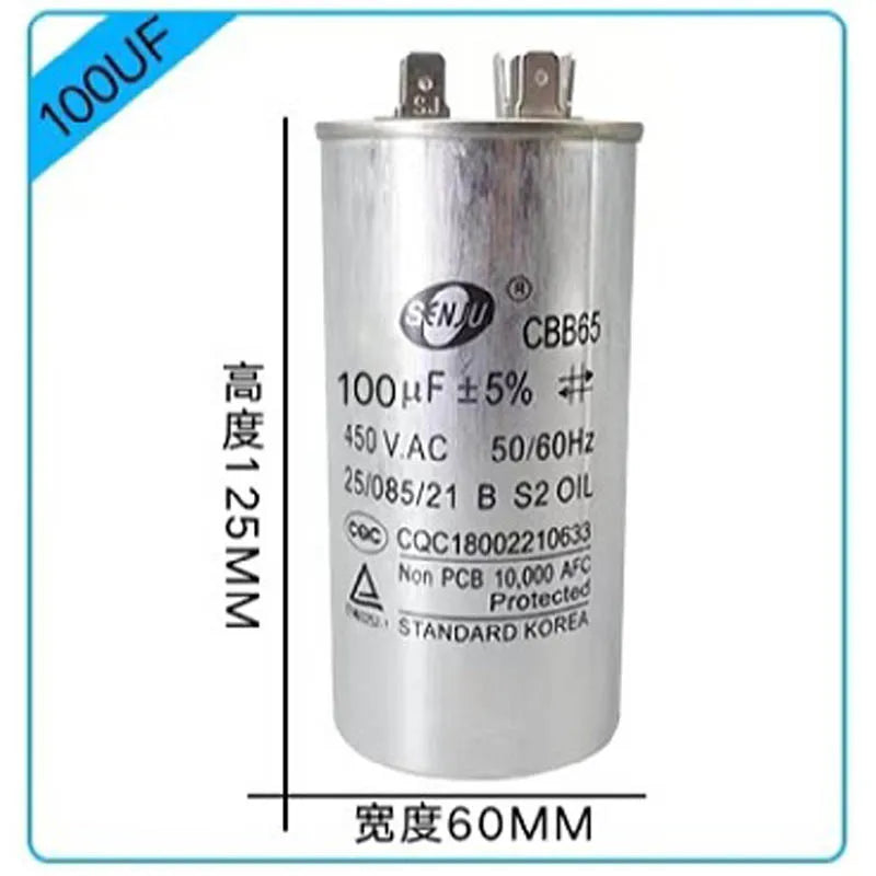 20UF25UF30UF 35UF 40UF 45UF 50UF 55UF 60-100UF CBB65 Air Conditioner Capacitor Compressor Motor Runs Starting Capacitor 450VAC