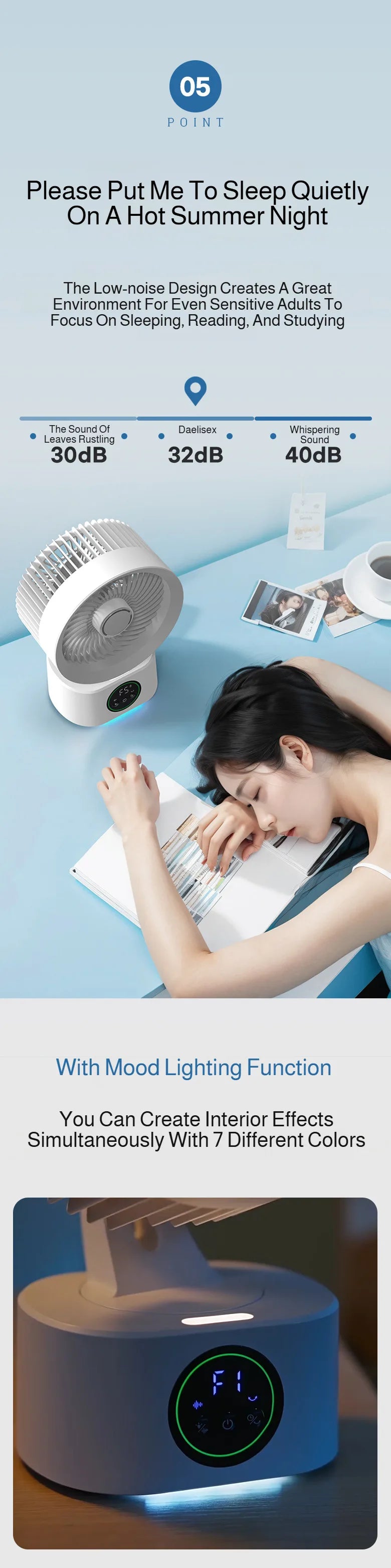 Cooling Home Desktop Shaking Head USB Charging Fan Air Circulation Intelligent Voice Timing Fan Home&dormitory Desktop Fan