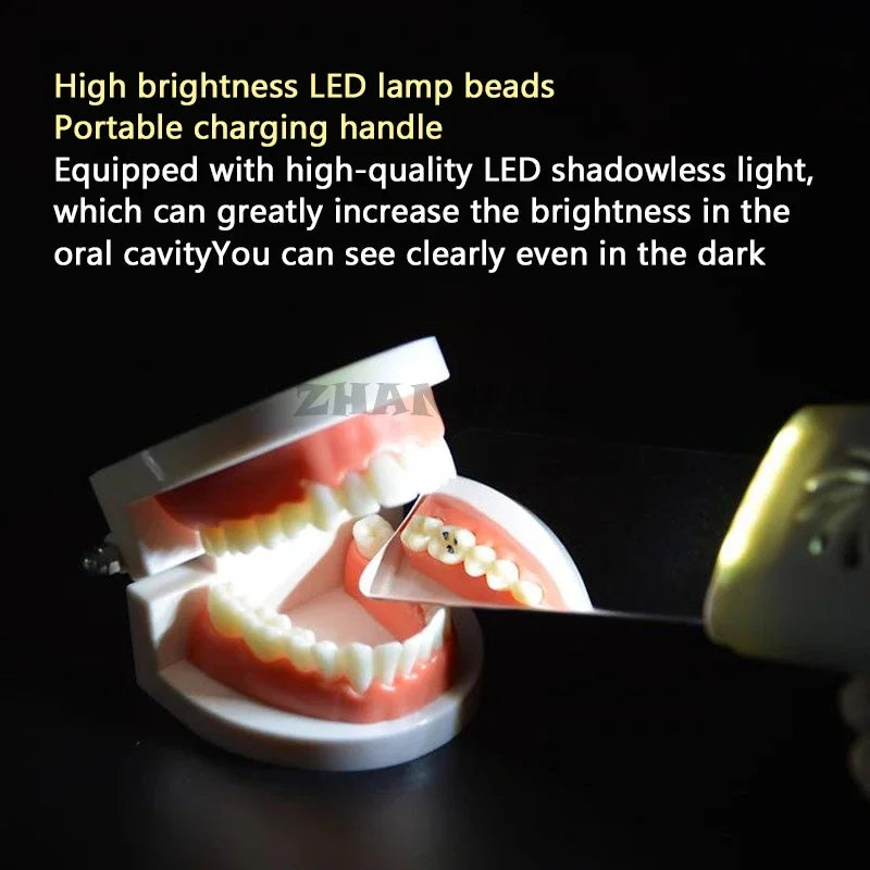 Orthodontic Mirror with Light, Anti Fog, Double-sided Stainless Steel Reflector for Orthodontic Photography