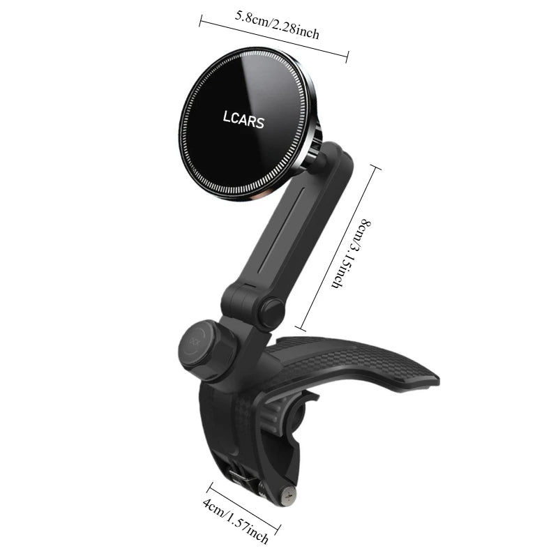 Lcars 360 ° Adjustable Dashboard Phone Holder Base, Equipped with Anti-Slip Silicone Clip and Magnetic Plate, Suitable for All Smartphones, Car Phone Holder Base, Adjustable Phone Holder, Modern Phone Mounting Device, Sturdy