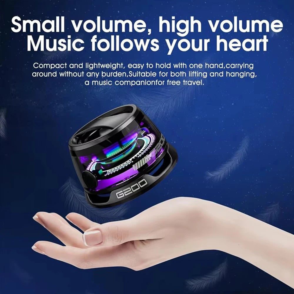 Outdoor Magnetic Bluetooth5.3 Speaker Wireless Portable Mini Travel Stereo Speaker with RGB Color Light and Phone Holder for Ios