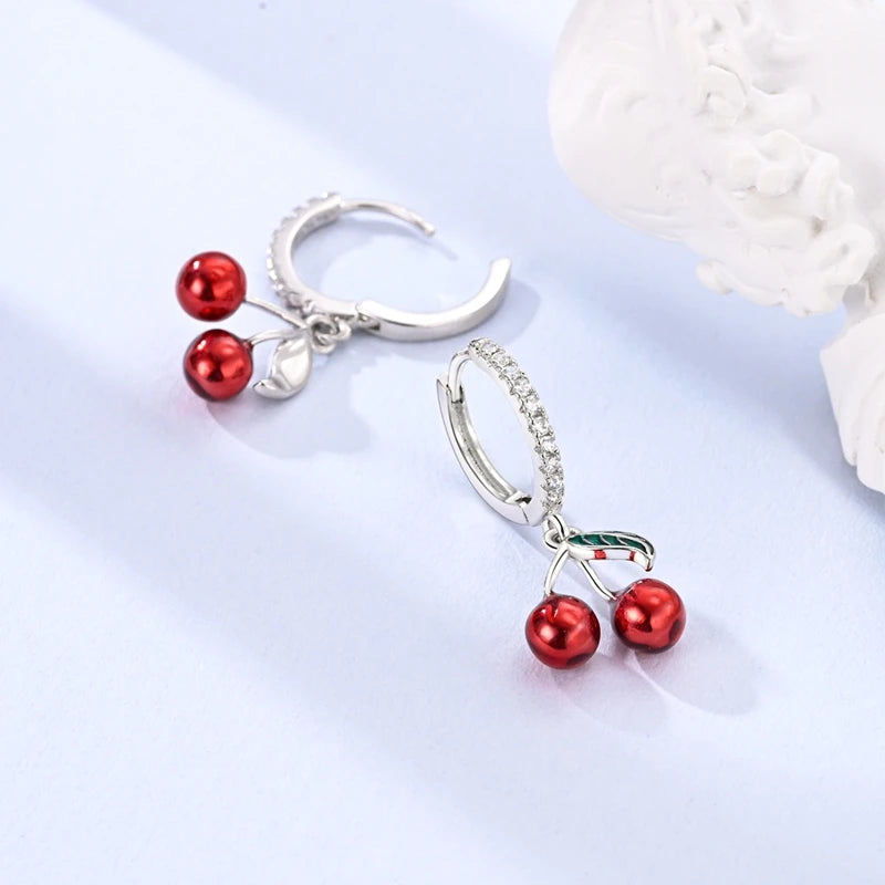 925 Sterling Silver Earrings Mushroom Glowing Firefly Cherry Bee Earring For Women Wedding Engagement Party Fashion Jewelry Gift