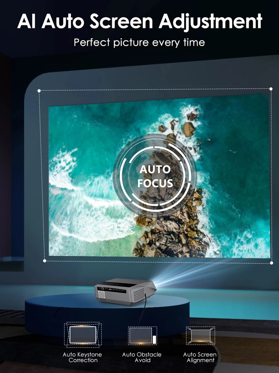 4K auto focus movie projector 3800 ANSI 2.4+5G wifi bluetooth 1080P full hd HDR android tv video daytime projector home theater