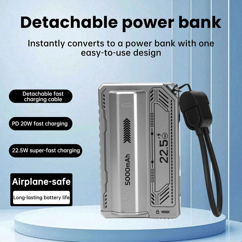PD20W Power Bank Case High-Capacity 21700 Battery Case Fast Charging Built-in Cable Detachable DIY Power Bank Box