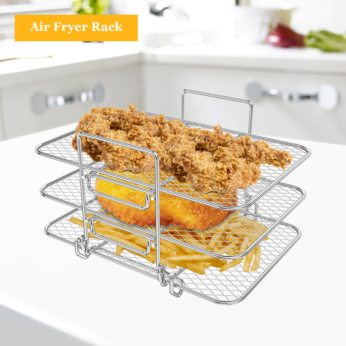 Air Fryer Rack for Ninja Air Fryer Multi-Layer Double Basket Air Fryer Accessories 304 Stainless Steel Grilling Rack Cooking