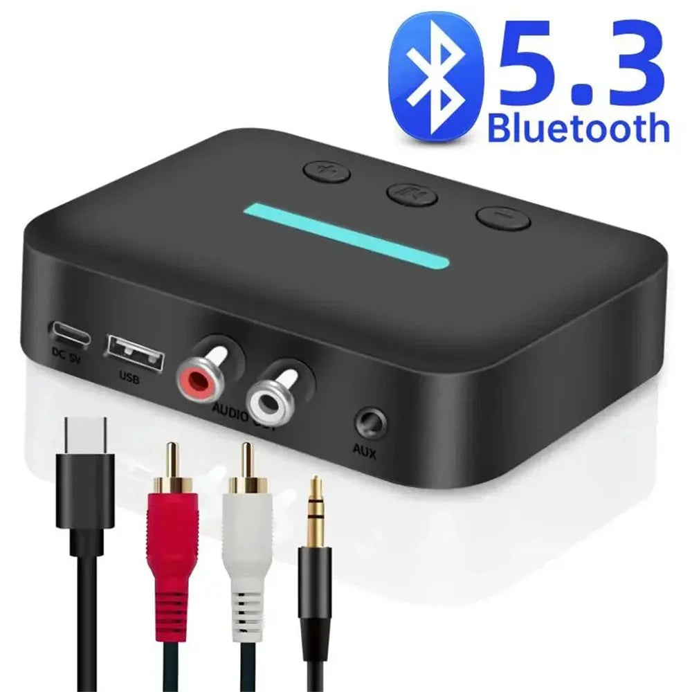 Audio Receiver Adapter Bluetooth 5.3 Stereo Music 3.5mm AUX R/L RCA USB Support U-Disk Playback For Desktop Speaker Amp