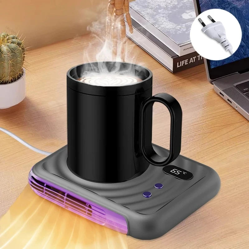 2 in 1 Electric Cup Heater Mug Warmer Coffee Cup Warmer Thermostatic Heating Coaster Milk Tea Coffee Cup Warmer for Office Home