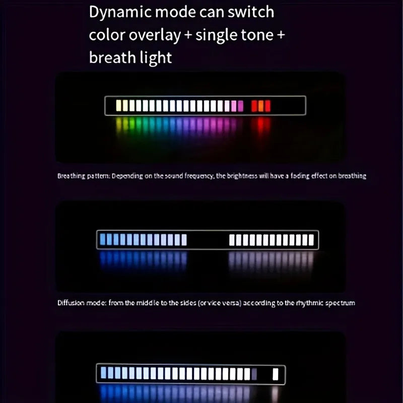 Smart LED Light Bars,Colorful Sound-Activated Rhythm Light,Usb Rechargeable,For Room Decoration,Car,Computer Desktop