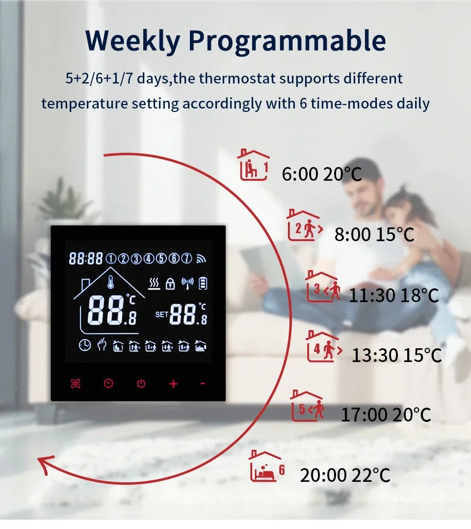 Smart Thermostat Tuya WiFi Floor Heating Electric/Water Gas Boiler Temperature Controller Smart Life Works With Alexa Alice