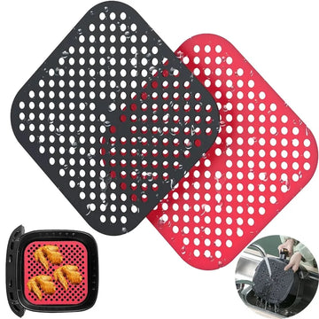 Air Fryer Mat Silicone Reusable Non-Stick Round Square Heat Resistant 450F for Baking Steaming Oven Microwave Dishwasher Safe