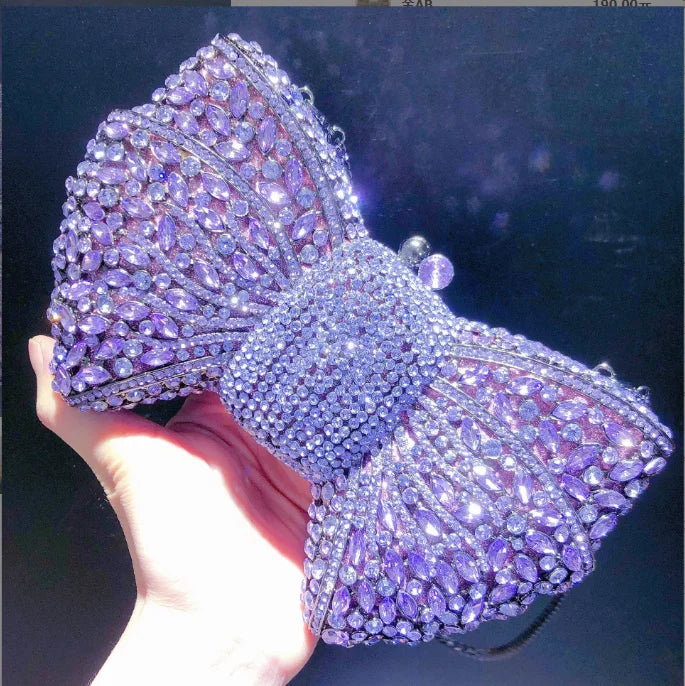 Newest Rhinestone Green/Black Clutch Purse Bow Luxury Diamond Women Red Evening Clutches Bags Wedding Bridal Bag Stones Handbags