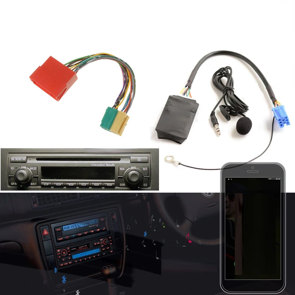 Bluetooth 5.0 AUX Handsfree 8 Pin Adapter A2DP Music Audio Cable For Audi A3 8P 8L A4 B5-B7 A6 4B A8 4D Quadlock Car Accessories