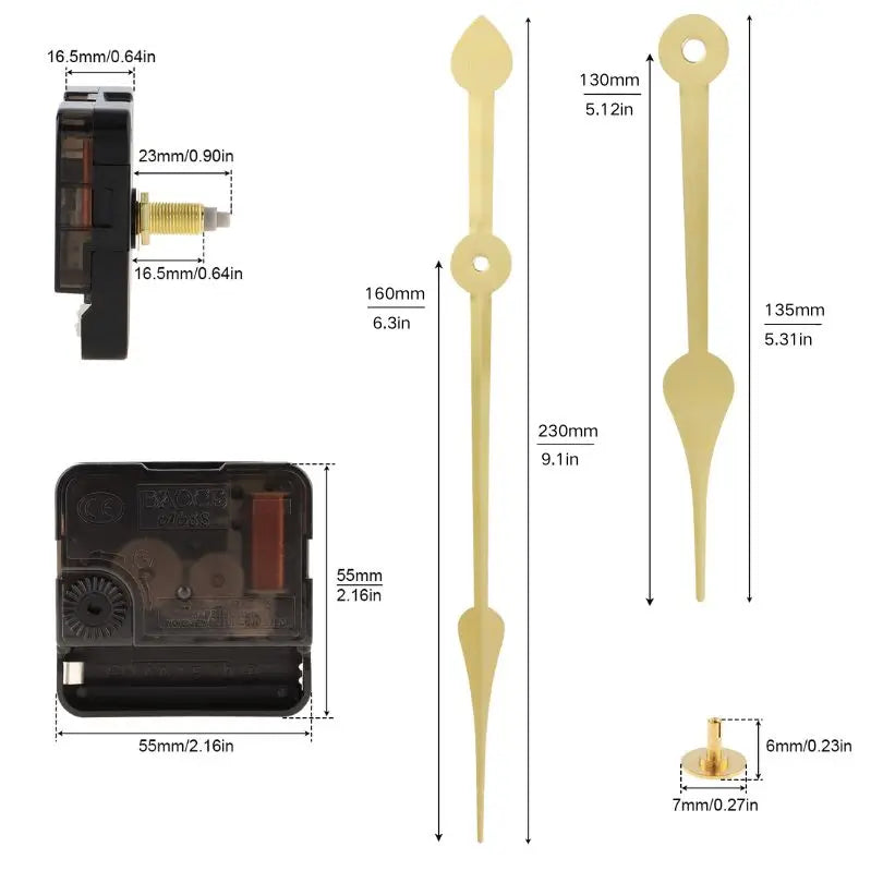 Quartz Battery Operated Silent Wall Clock Movement Mechanisms for DIY / Repair, Clock Parts Replacement