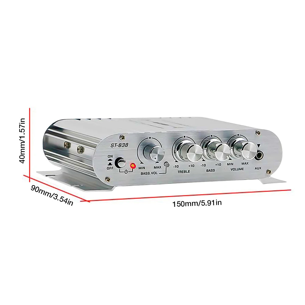 ST-838 Home Theater Amplifiers HiFi 2.1 Channel Power Amplifier Stereo Bass Sound Car Home Amp Media Player Subwoofer Amplifier