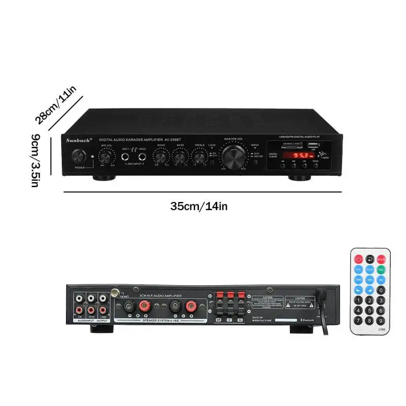 110/220V 2000W Bluetooth 5.0 Audio Power Amplifier Home Theater Amplifiers amplificador Audio Support FM USB with Remote Control
