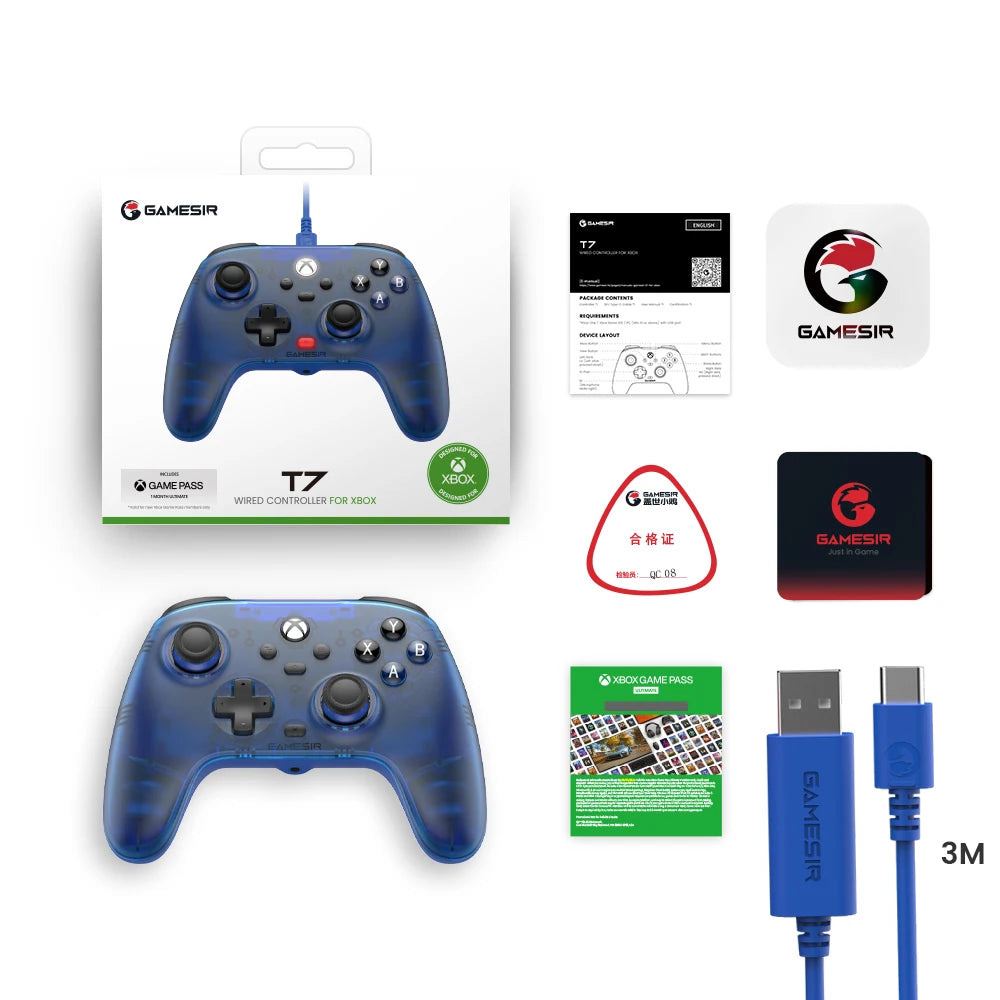 GameSir T7 Xbox Gaming Controller Wired Gamepad for Xbox Series X, Xbox Series S, Xbox One, with Hall Effect Joystick Trigger