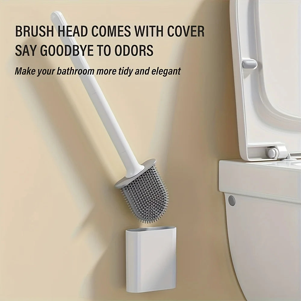 1pc Household Toilet Brush, Wall-Mounted Bathroom Cleaning Brush, No Electricity Required, Bathroom Accessories Cleaning Tool