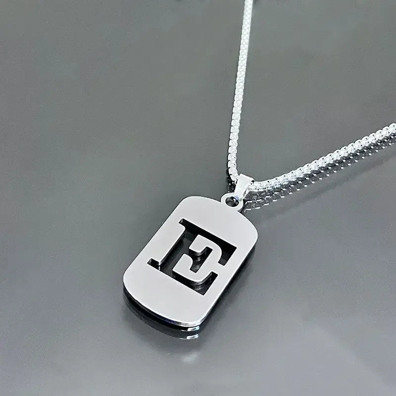 Fashion Punk A-Z Initial Tag Letter Stainless Steel Pendant Necklaces for Men Women Wholesale Jewelry Lot Collar Jewelry Goth