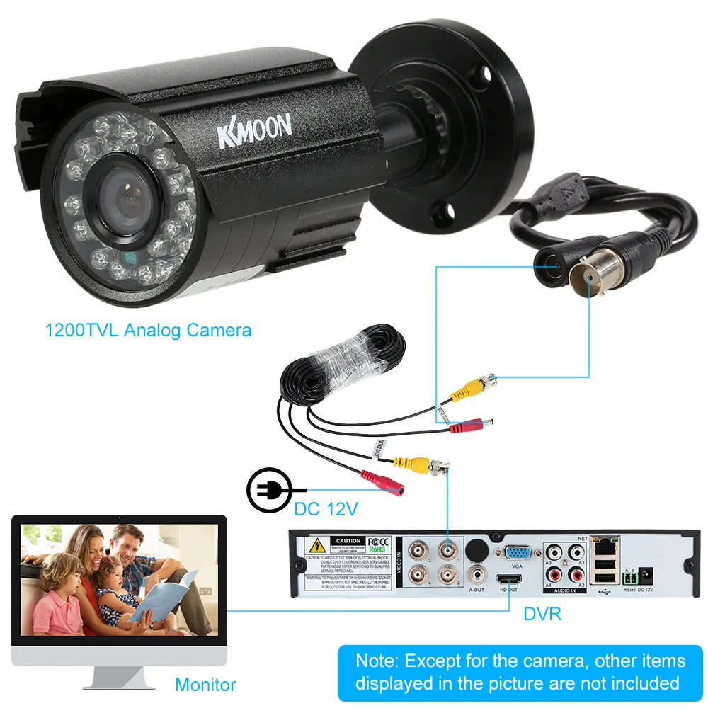 200TVL Analog Camera CCTV Bullet Camera 24 IR Lamps Night Vision 1/3’’ CMOS IR-CUT Waterproof For Home Security PAL System