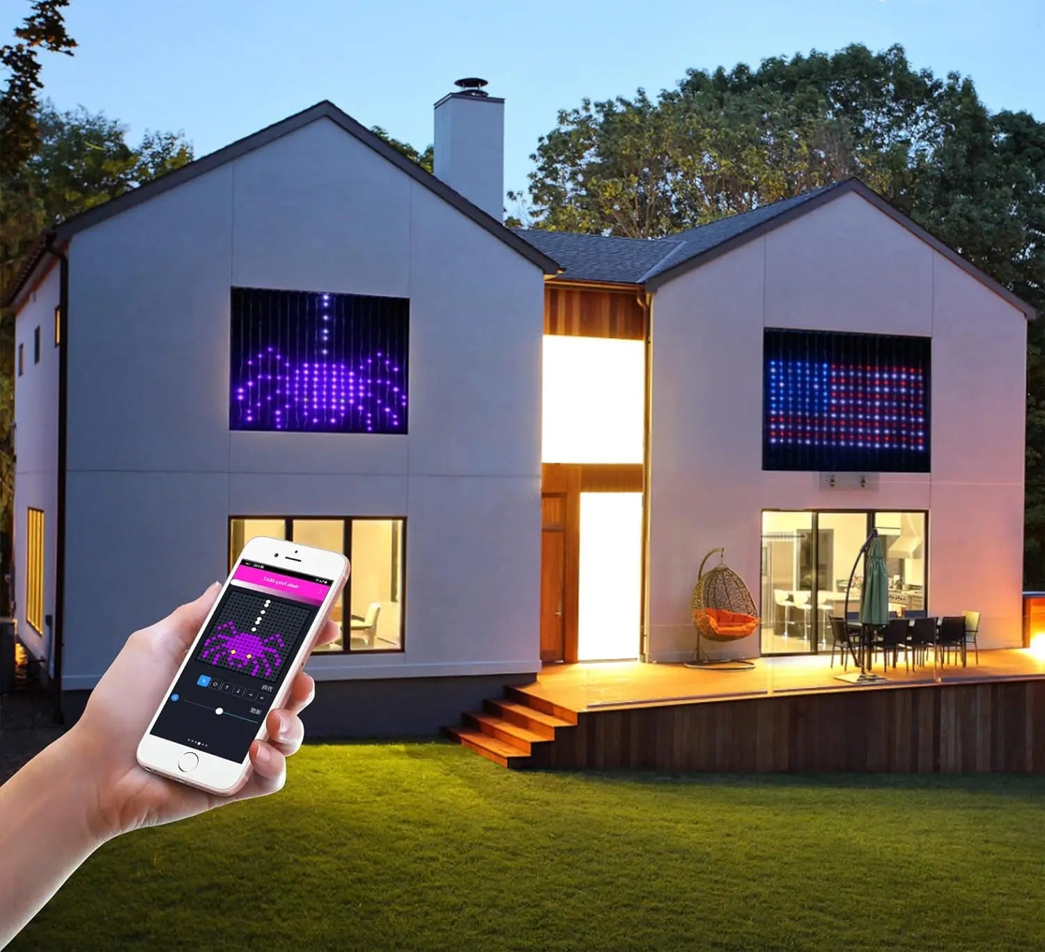 2m*2m/3m Smart Curtain Lights Bluetooth App LED String RGB Fairy Lights DIY Music Change Display for Window Bedroom Decoration