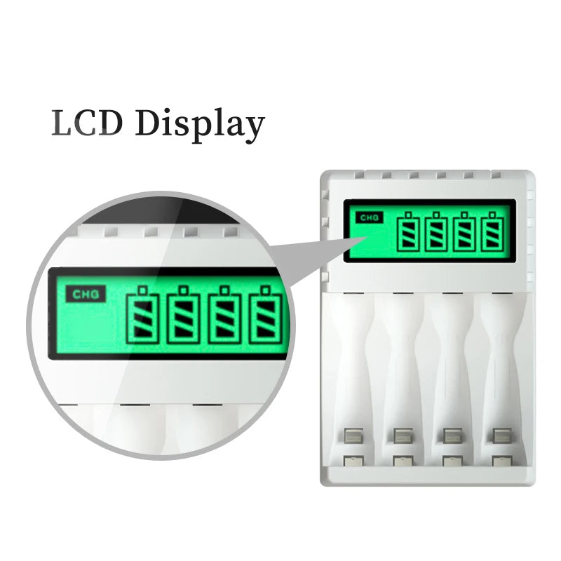 LCD Display Smart Intelligent Battery Charger With 4 Slots  For AA/AAA NiCd NiMh Rechargeable Batteries aa aaa Charger
