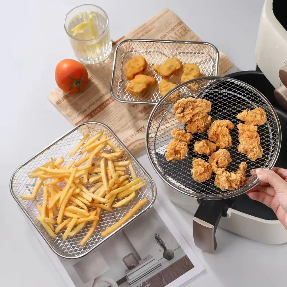 Durable Stackable Air Fryer Rack Non-Stick Stainless Steel Airfryer Tray Grilling Rack Kitchen Gadgets