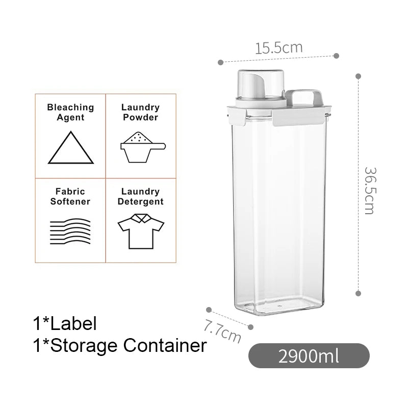Laundry Detergent Dispenser, Clear Laundry Soap Dispenser, Airtight Food Storage Container with Measuring Cup, Home Supplies