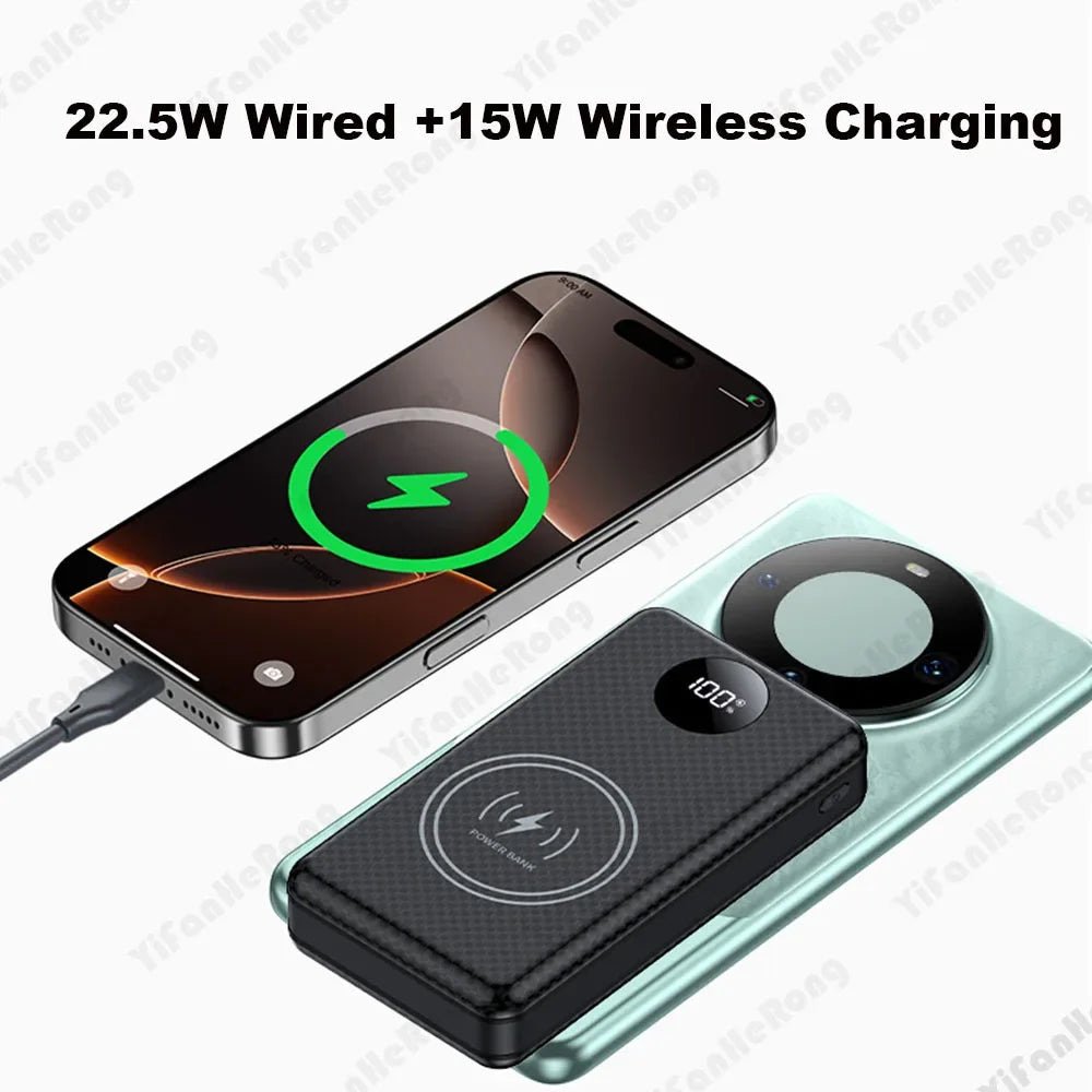 22.5W Wired +15W Wireless External Power Bank Case Battery Charge Storage Box Battery Holder 6*18650 20000mAh Power Bank Case