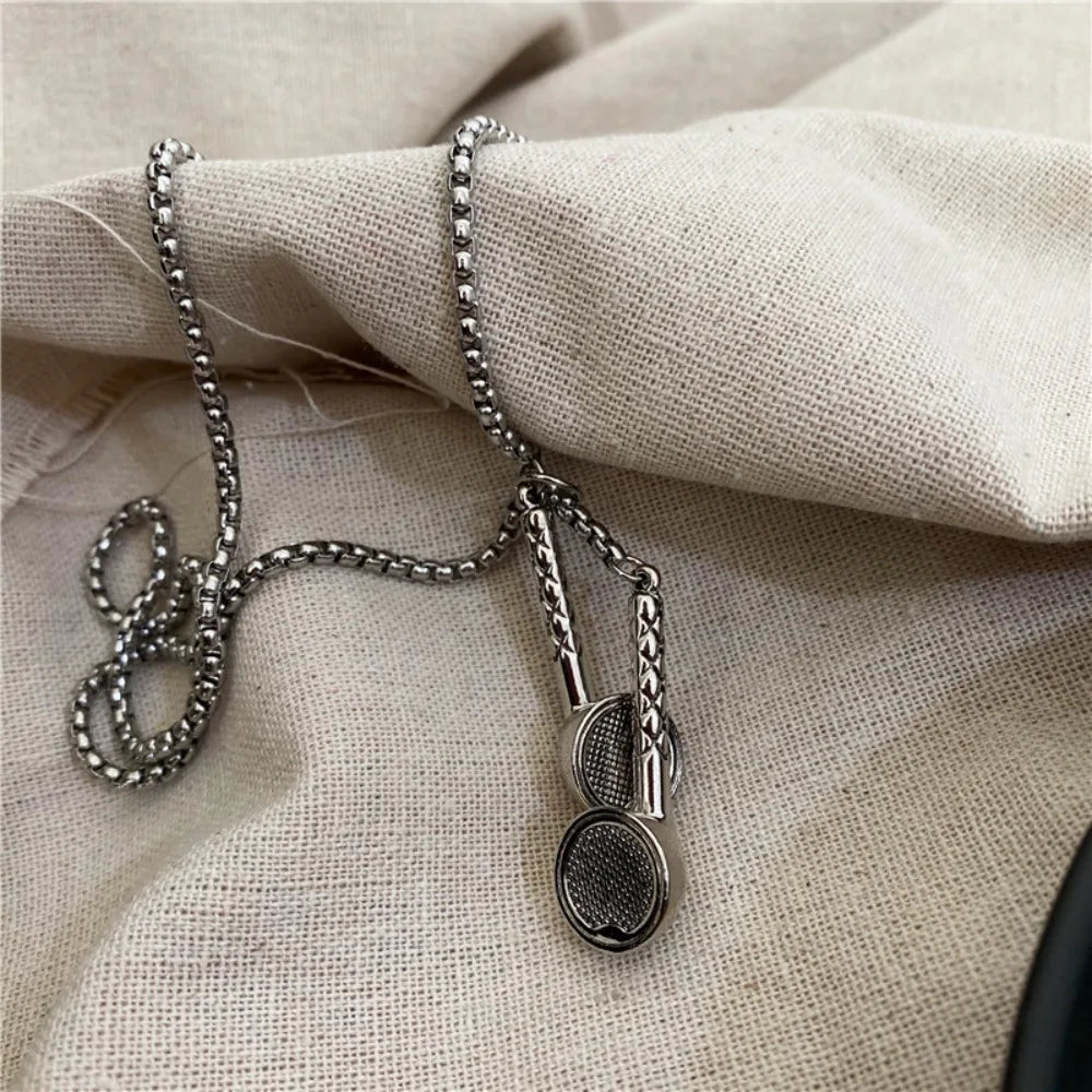 Personalized Hip-hop Headphone Design  Adjustable Necklace for Women Men Stainless Steel Clavicle Chain Jewelry Accessory Gifts